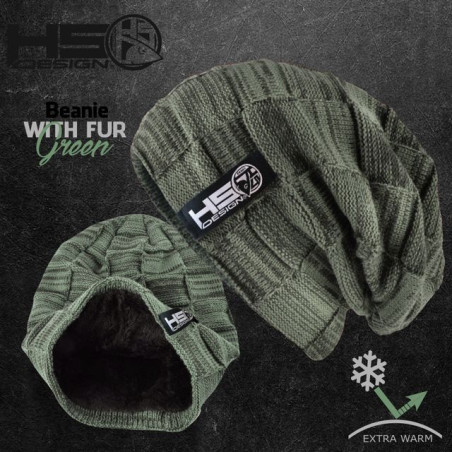 BEANIE GREEN CON PELLICCIA INTERNA